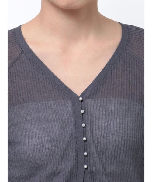 LAGUNAMOON（ラグナムーン）の「ミニパールボタンショートニットカーディガン（カーディガン/ボレロ・レディース・チャコールグレー/アイボリー/ピンク・FREE）」の9枚目の写真