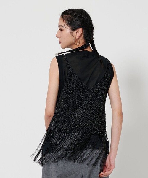 【美品】BEAUTY&YOUTH UNITED ARROWS ベスト セール】レーヨンナイロンブレンド フリンジベスト（ベスト