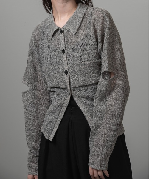 消費税無し pattern compact sleeve hole knit / パターンコンパクト トップス