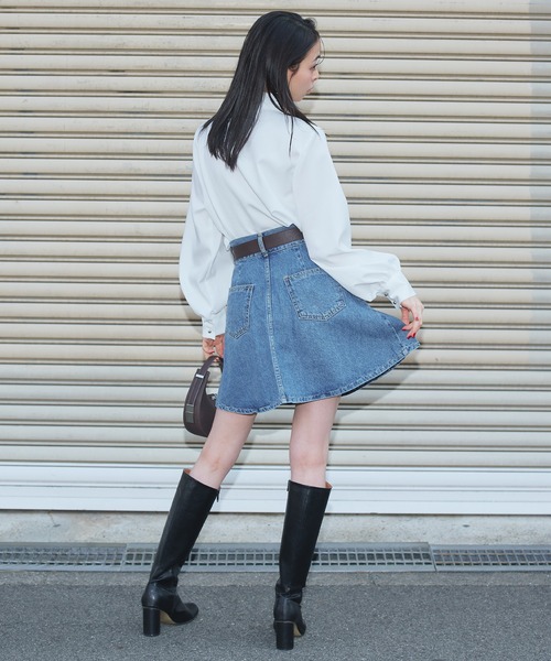 Narcissus（ナルシス）の「デニムフレアミニスカート（スカート・レディース・ブルー・FREE）」の4枚目の写真