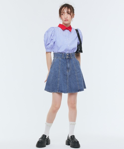 Narcissus（ナルシス）の「デニムフレアミニスカート（スカート・レディース・ブルー・FREE）」の12枚目の写真