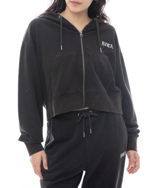 RVCA レディース RVCA CROPPED ZIP HOODIE パーカー 【2025年春夏モデル】/ルーカセットアップ対応ジップアップショート丈フードパーカー