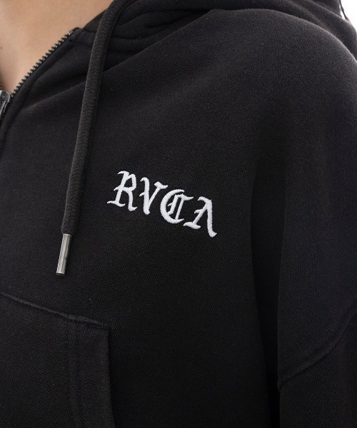 RVCA(ルーカ)の「RVCA レディース RVCA CROPPED ZIP HOODIE パーカー 【2025年春夏モデル】/ルーカセットアップ対応ジップアップショート丈フードパーカー(パーカー・レディース・ホワイト系その他/ブラック・MEDIUM/SMALL)」の4枚目の写真