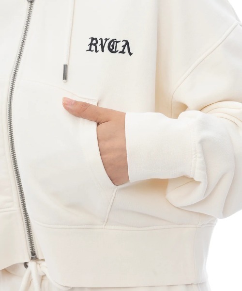 RVCA(ルーカ)の「RVCA レディース RVCA CROPPED ZIP HOODIE パーカー 【2025年春夏モデル】/ルーカセットアップ対応ジップアップショート丈フードパーカー(パーカー・レディース・ホワイト系その他/ブラック・MEDIUM/SMALL)」の6枚目の写真