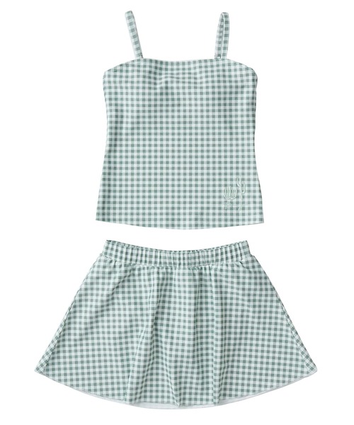 ROXY（ロキシー）の「MINI PICNIC GINGHAM /ロキシーキッズタンキニスイムウエア（水着）（水着・キッズ・ブラック/ターコイズブルー/グリーン・120/140/150/130/110/100）」の2枚目の写真