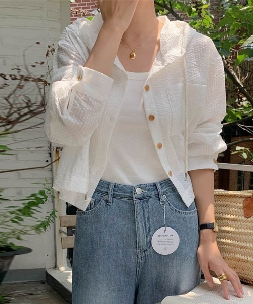 Ritzy(リッツィー)の「ストライプ柄 フード付きシャツ(シャツ/ブラウス・レディース・ホワイト/ブルー・M/L)」の8枚目の写真