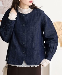 ubasoku（ウバソク）の「麻綿ﾃﾞﾆﾑクルーﾈｯｸスコッチ釦ブルゾン（シャツ/ブラウス）」