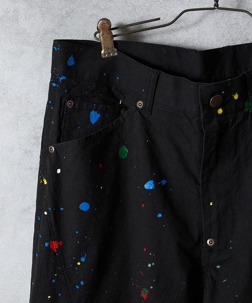 ナンバーナイン　ペンキチノ セール】HAND PAINTED CHAIN STITCH LOGO SLIM TAPERED PAINTER