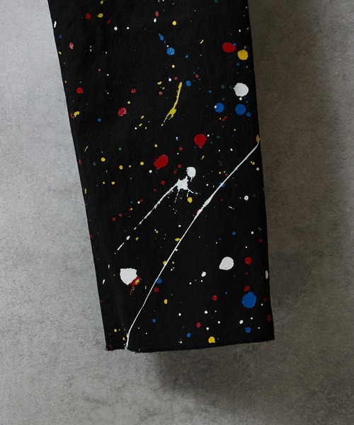ペインページ HAND PAINTED CHAIN STITCH LOGO SLIM TAPERED PAINTER PANTS