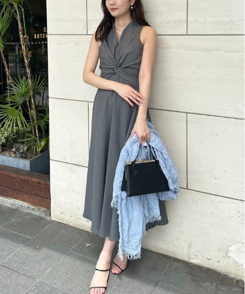 ツイストギャザーワンピース(XS NAVY): ワンピースanuans