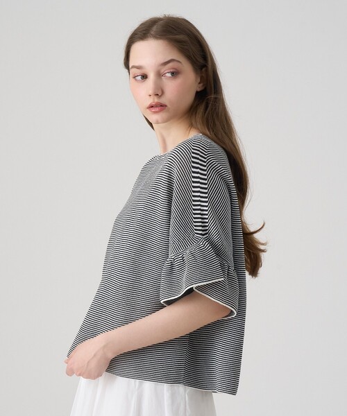 ANAYI（アナイ）の「和紙ガーターフリル袖プルオーバー（ニット/セーター・レディース・ホワイト/ホワイト系その他/ベージュ/ブルー・38/36）」の8枚目の写真