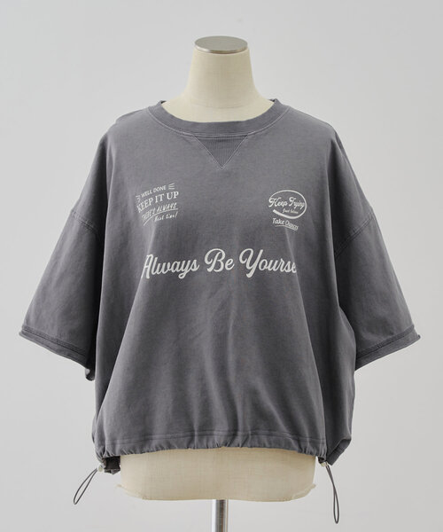 Another Branch olive des olive(アナザーブランチオリーブデオリーブ)の「裾ドロストロゴデザインプルオーバー(Tシャツ/カットソー・レディース・チャコールグレー/ピンク/ブルー/オフホワイト・FREE)」の5枚目の写真