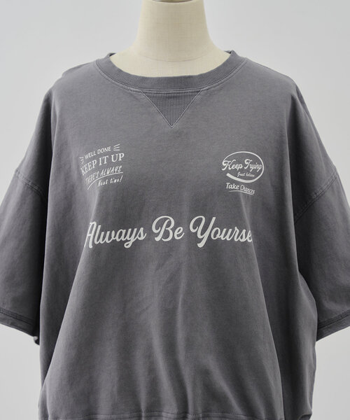 Another Branch olive des olive(アナザーブランチオリーブデオリーブ)の「裾ドロストロゴデザインプルオーバー(Tシャツ/カットソー・レディース・チャコールグレー/ピンク/ブルー/オフホワイト・FREE)」の7枚目の写真