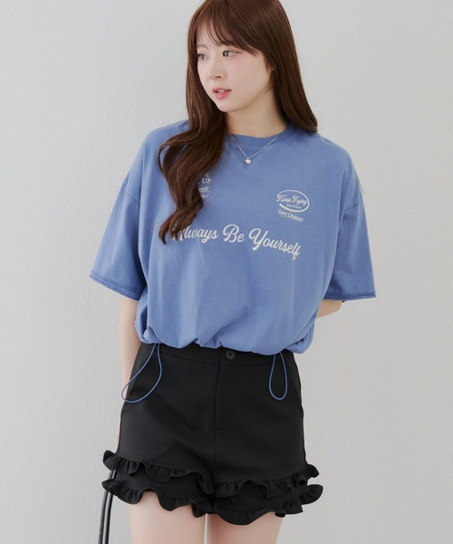 Another Branch olive des olive(アナザーブランチオリーブデオリーブ)の「裾ドロストロゴデザインプルオーバー(Tシャツ/カットソー・レディース・チャコールグレー/ピンク/ブルー/オフホワイト・FREE)」の3枚目の写真