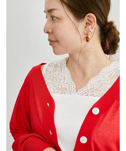 Lugnoncure（ルノンキュール）の「肩レースタンクトップ（タンクトップ・レディース・ブラック/オフホワイト・F）」の2枚目の写真