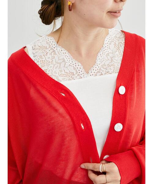 Lugnoncure（ルノンキュール）の「肩レースタンクトップ（タンクトップ・レディース・ブラック/オフホワイト・F）」の4枚目の写真