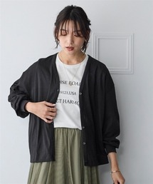 綿混うすカルⅤネックゆるシルエットカーディガン(UVカット・吸汗速乾・抗菌防臭・毛玉防止)<大きいサイズ有>