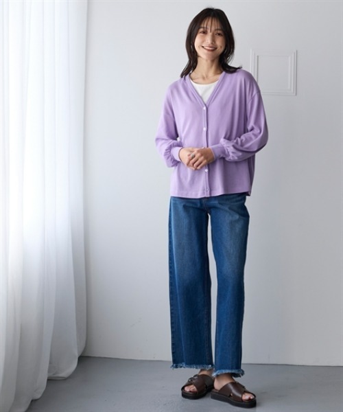 nissen（ニッセン）の「綿混うすカルⅤネックゆるシルエットカーディガン（UVカット・吸汗速乾・抗菌防臭・毛玉防止）＜大きいサイズ有＞（カーディガン/ボレロ・レディース・ブラック/オフホワイト/ネイビー/ラベンダー/イエロー・L～LL/S～Ｍ）」の15枚目の写真
