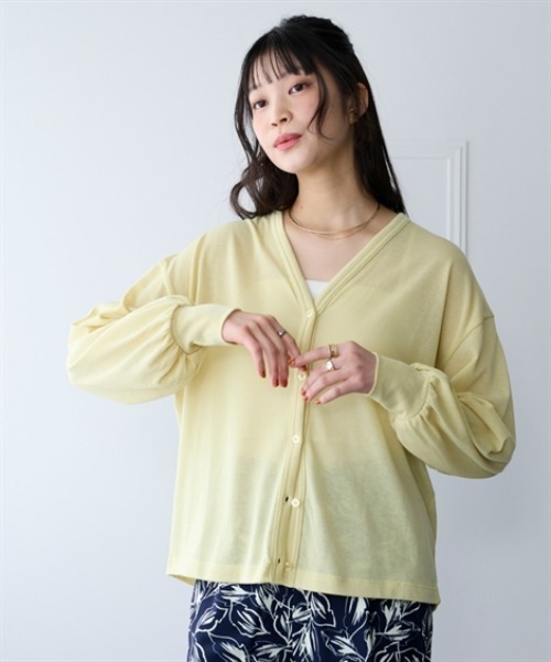 nissen（ニッセン）の「綿混うすカルⅤネックゆるシルエットカーディガン（UVカット・吸汗速乾・抗菌防臭・毛玉防止）＜大きいサイズ有＞（カーディガン/ボレロ・レディース・ブラック/オフホワイト/ネイビー/ラベンダー/イエロー・L～LL/S～Ｍ）」の16枚目の写真