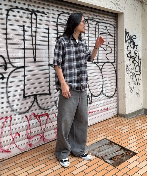 RATTLE TRAP(ラトルトラップ)の「ヴィンテージライク シアーレギュラーカラー半袖 チェックシャツ(シャツ/ブラウス・メンズ・ホワイト系その他/ブラック系その他・S/M/L/LL)」の7枚目の写真