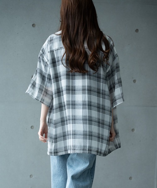 RATTLE TRAP(ラトルトラップ)の「ヴィンテージライク シアーレギュラーカラー半袖 チェックシャツ(シャツ/ブラウス・メンズ・ホワイト系その他/ブラック系その他・S/M/L/LL)」の12枚目の写真