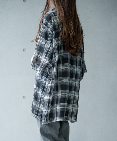 RATTLE TRAP(ラトルトラップ)の「ヴィンテージライク シアーレギュラーカラー半袖 チェックシャツ(シャツ/ブラウス・メンズ・ホワイト系その他/ブラック系その他・S/M/L/LL)」の14枚目の写真