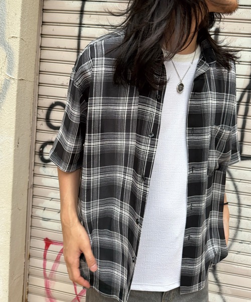 RATTLE TRAP(ラトルトラップ)の「ヴィンテージライク シアーレギュラーカラー半袖 チェックシャツ(シャツ/ブラウス・メンズ・ホワイト系その他/ブラック系その他・S/M/L/LL)」の16枚目の写真