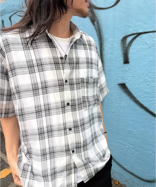 RATTLE TRAP(ラトルトラップ)の「ヴィンテージライク シアーレギュラーカラー半袖 チェックシャツ(シャツ/ブラウス・メンズ・ホワイト系その他/ブラック系その他・S/M/L/LL)」の15枚目の写真