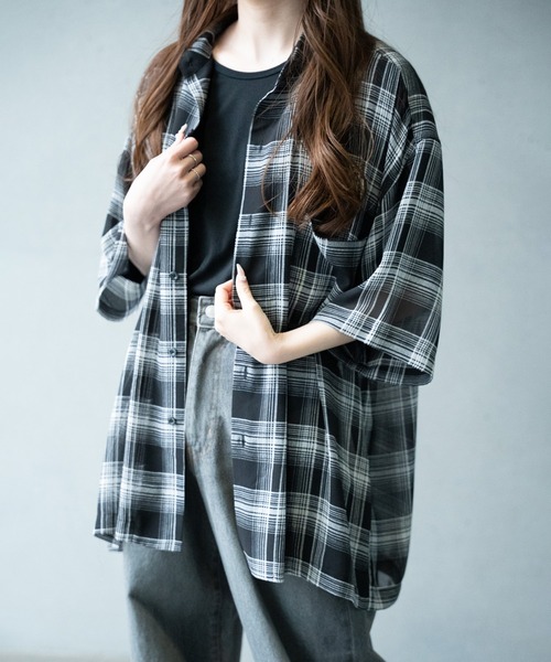 RATTLE TRAP(ラトルトラップ)の「ヴィンテージライク シアーレギュラーカラー半袖 チェックシャツ(シャツ/ブラウス・メンズ・ホワイト系その他/ブラック系その他・S/M/L/LL)」の17枚目の写真