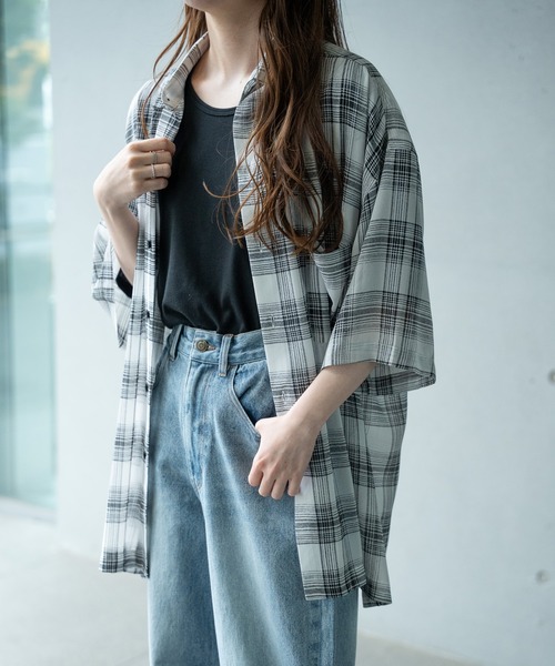 RATTLE TRAP(ラトルトラップ)の「ヴィンテージライク シアーレギュラーカラー半袖 チェックシャツ(シャツ/ブラウス・メンズ・ホワイト系その他/ブラック系その他・S/M/L/LL)」の19枚目の写真