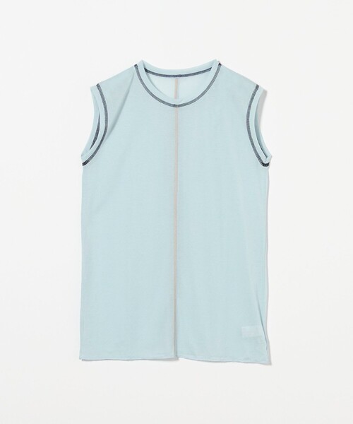 6(ROKU)＞コットン ナイロン カラーロック ノースリーブ Tシャツ