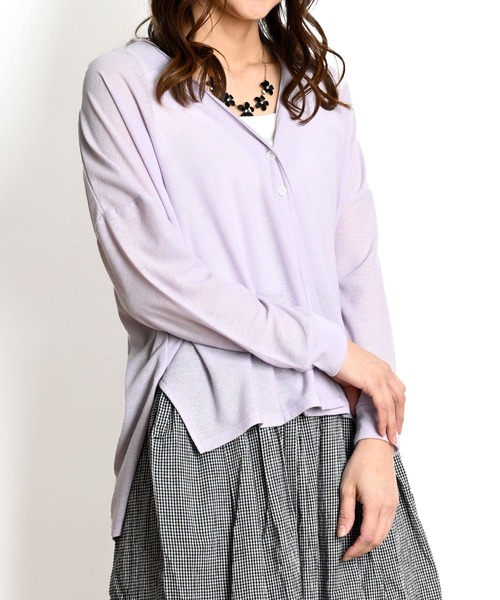 MARAI（マーライ）の「UVカット長袖カーディガン（カーディガン/ボレロ・レディース・ラベンダー/ブルーグレー/ブラック/ライム/ライトグレー・FREE）」の5枚目の写真