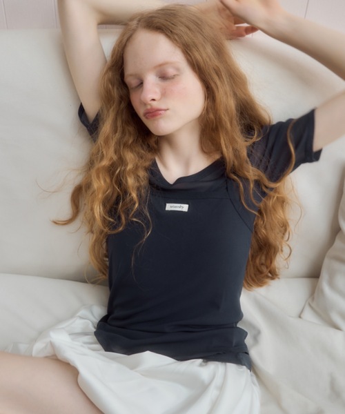 Birthday room(バースデイルーム)の「シアーキャミレイヤードT/sheer camisole layered t-shirt(Tシャツ/カットソー・レディース・サックスブルー/ネイビー/ピンク・FREE)」の2枚目の写真