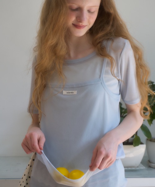 Birthday room(バースデイルーム)の「シアーキャミレイヤードT/sheer camisole layered t-shirt(Tシャツ/カットソー・レディース・サックスブルー/ネイビー/ピンク・FREE)」の1枚目の写真
