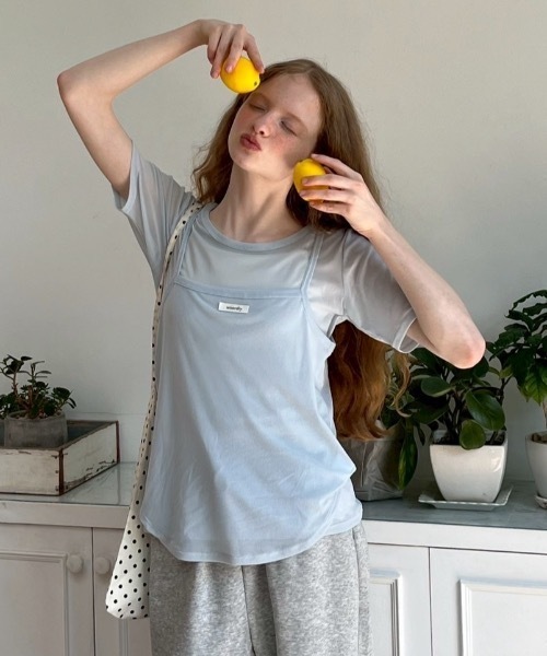 Birthday room(バースデイルーム)の「シアーキャミレイヤードT/sheer camisole layered t-shirt(Tシャツ/カットソー・レディース・サックスブルー/ネイビー/ピンク・FREE)」の21枚目の写真