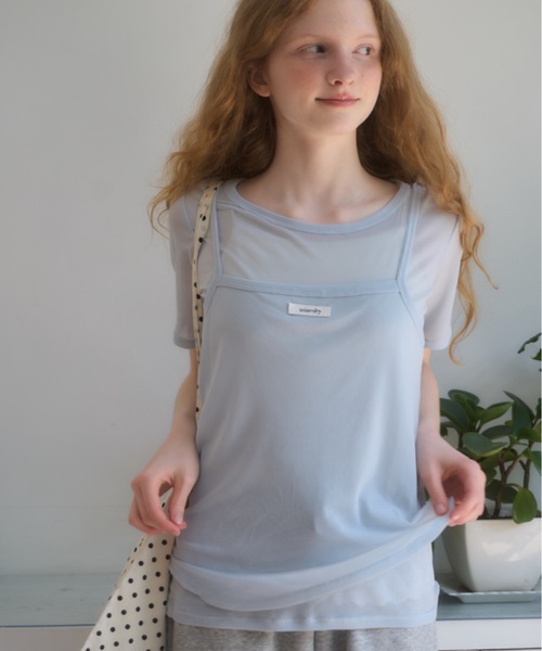Birthday room(バースデイルーム)の「シアーキャミレイヤードT/sheer camisole layered t-shirt(Tシャツ/カットソー・レディース・サックスブルー/ネイビー/ピンク・FREE)」の13枚目の写真