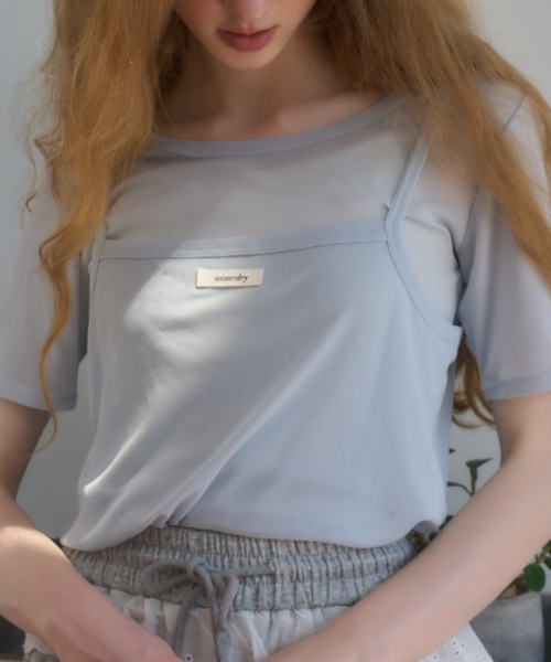 Birthday room(バースデイルーム)の「シアーキャミレイヤードT/sheer camisole layered t-shirt(Tシャツ/カットソー・レディース・サックスブルー/ネイビー/ピンク・FREE)」の19枚目の写真