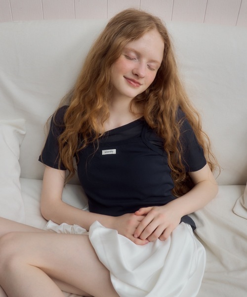 Birthday room(バースデイルーム)の「シアーキャミレイヤードT/sheer camisole layered t-shirt(Tシャツ/カットソー・レディース・サックスブルー/ネイビー/ピンク・FREE)」の4枚目の写真