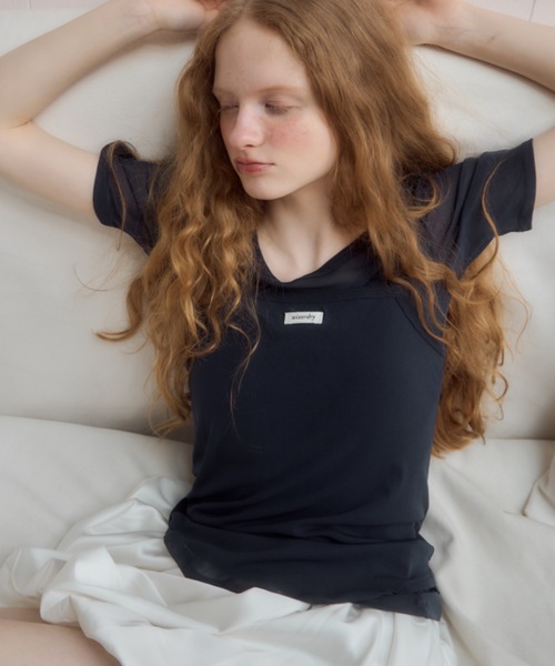 Birthday room(バースデイルーム)の「シアーキャミレイヤードT/sheer camisole layered t-shirt(Tシャツ/カットソー・レディース・サックスブルー/ネイビー/ピンク・FREE)」の7枚目の写真
