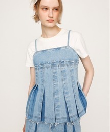 SLY(XC)PLEATS DENIM CAMI TOPS v[c fj L~ gbvX(L~\[)