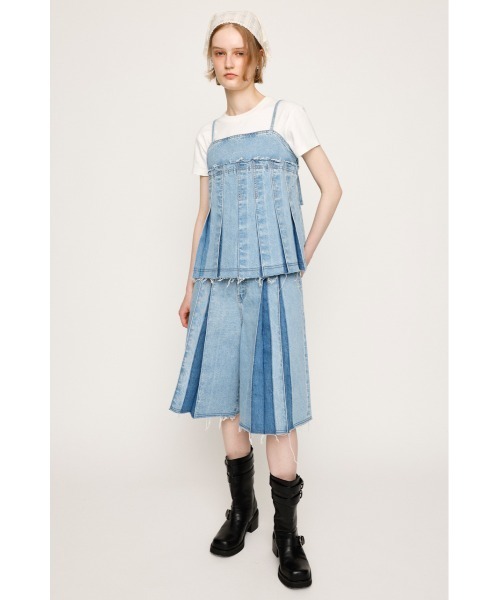 セール】PLEATS DENIM CAMI TOPS プリーツ デニム キャミ