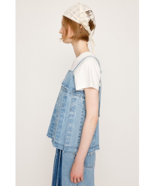 キャミソール PLEATS DENIM CAMI TOPS プリーツ デニム キャミ トップス セール】PLEATS DENIM CAMI TOPS プリーツ デニム キャミ