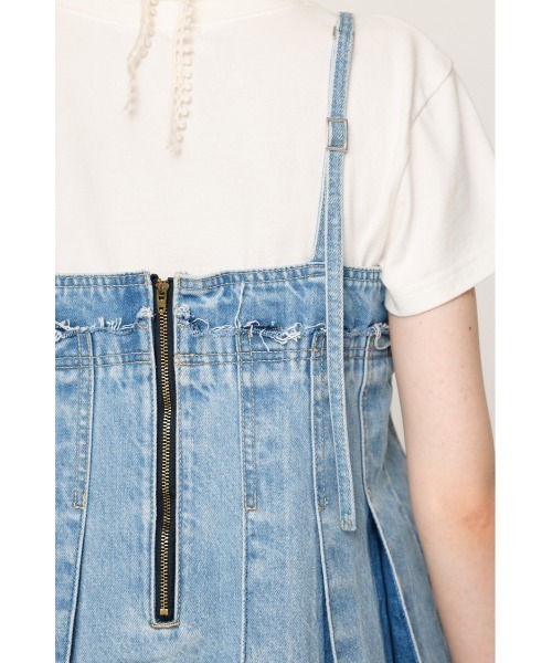 キャミソール PLEATS DENIM CAMI TOPS プリーツ デニム キャミ トップス セール】PLEATS DENIM CAMI TOPS プリーツ デニム キャミ