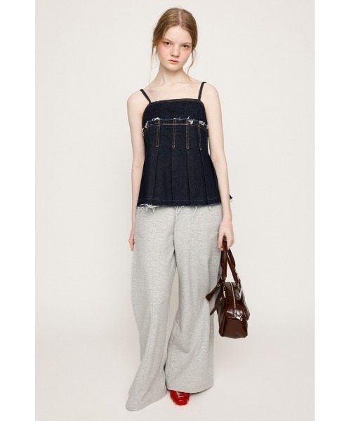 セール】PLEATS DENIM CAMI TOPS プリーツ デニム キャミ