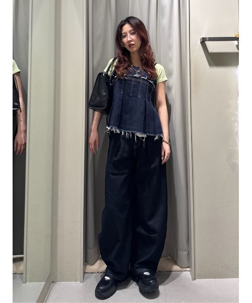 キャミソール PLEATS DENIM CAMI TOPS プリーツ デニム キャミ トップス セール】PLEATS DENIM CAMI TOPS プリーツ デニム キャミ