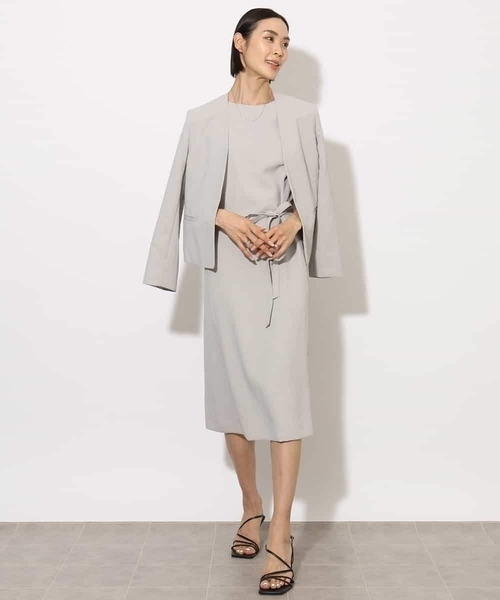 MICHEL KLEIN（ミッシェル・クラン）の「[機能性素材]ドライワンピース(セットアップ対応)（ワンピース・レディース・グレー/ブラック・38）」の2枚目の写真