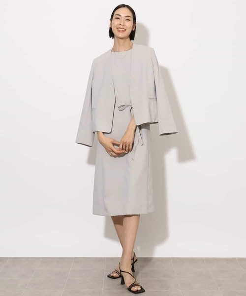 MICHEL KLEIN（ミッシェル・クラン）の「[機能性素材]ドライワンピース(セットアップ対応)（ワンピース・レディース・グレー/ブラック・38）」の3枚目の写真