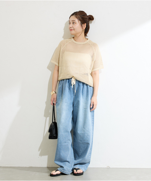JOURNAL STANDARD(ジャーナルスタンダード)の「メッシュ TEE(Tシャツ/カットソー・レディース・ベージュ/ブラック系その他・FREE)」の4枚目の写真