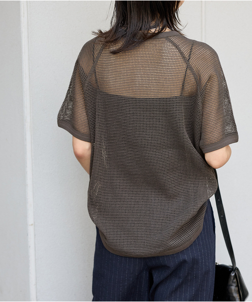 JOURNAL STANDARD(ジャーナルスタンダード)の「メッシュ TEE(Tシャツ/カットソー・レディース・ベージュ/ブラック系その他・FREE)」の8枚目の写真