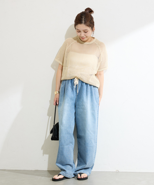 JOURNAL STANDARD(ジャーナルスタンダード)の「メッシュ TEE(Tシャツ/カットソー・レディース・ベージュ/ブラック系その他・FREE)」の9枚目の写真